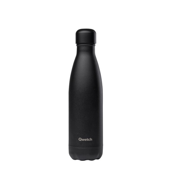 Qwetch Edelstahl Flasche isoliert - ganz in schwarz 500 ml