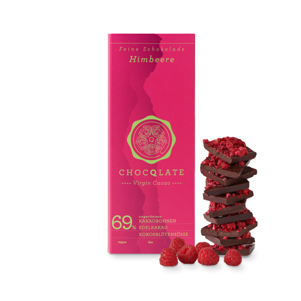 ChocQlate vegane Schokolade Natürliche und unraffinierte Zutaten - Himbeere